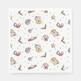 Winnie the Pooh Watercolor Holiday Pattern Napkins