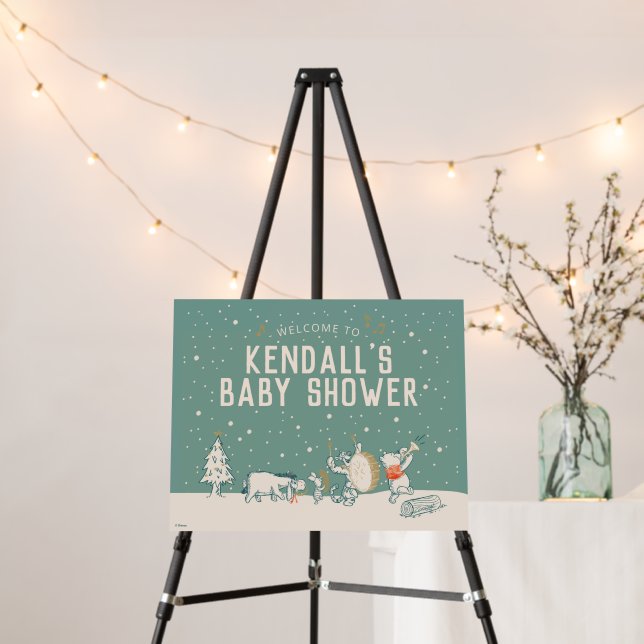 Winnie the Pooh | Winter Baby Shower - Welcome Foam Board (In Situ (Stand))