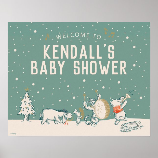 Winnie the Pooh | Winter Baby Shower - Welcome Poster (Front)