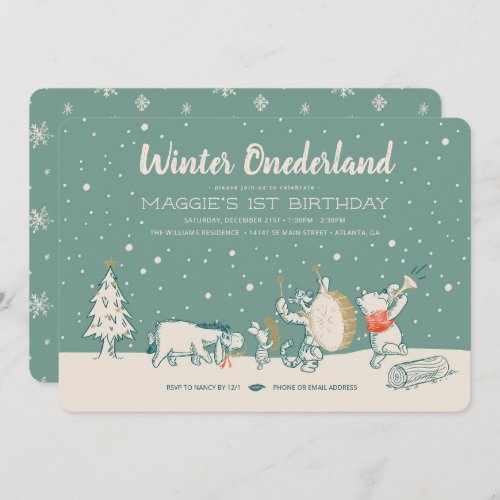 Winnie the Pooh Winter Onederland 1st Birthday Inv Invitation