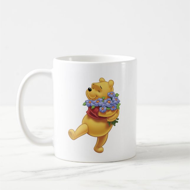 Winnie the Pooh with Flowers Coffee Mug (Left)