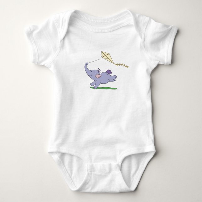 Winnie the Pooh's Heffalump Flying a Kite Baby Bodysuit (Front)
