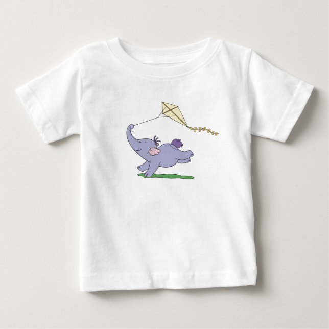 Winnie the Pooh's Heffalump Flying a Kite Baby T-Shirt (Front)