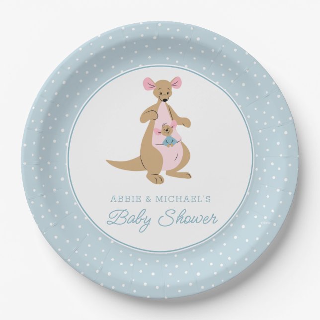 Winnie the Pooh's Kanga & Roo Baby Shower Paper Plates (Front)