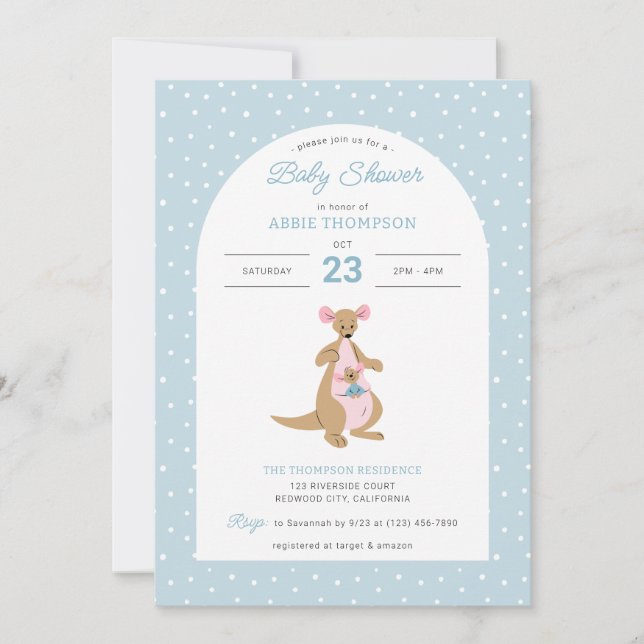 Winnie the Pooh's Kanga & Roo | Boy Shower Invitation (Front)