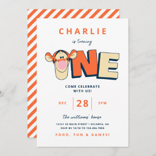 Winnie the Pooh's Tigger - One   First Birthday  Invitation