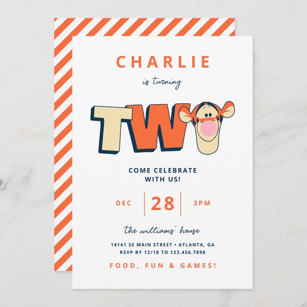 Winnie the Pooh&#39;s Tigger - Two | 2nd                    Birthday Invitation