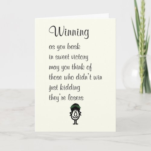 Winning A Funny Congratulations To Her Poem Card