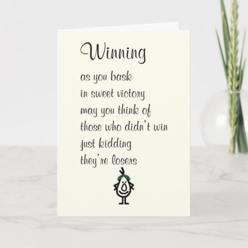 Winning A Funny Congratulations To Him Poem Card