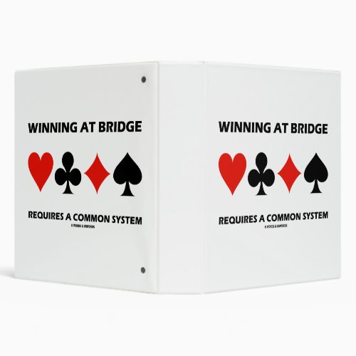 Winning At Bridge Requires Common System Card Suit 3 Ring Binder