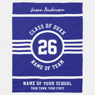 Winning Game Athlete Blue and White Custom Colors Fleece Blanket