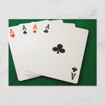 Winning Hand Four Aces Postcard by terrymcclaryart at Zazzle