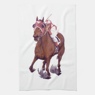 Winning Horse is Racing Thoroughbred Kitchen Towel
