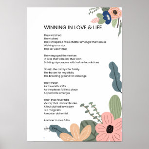 Winning in Love and Life Motivational Poem Poetry Poster