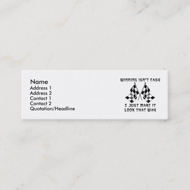 Winning Isn't Easy - Dirt Bike Motocross Profile Mini Business Card (Front)
