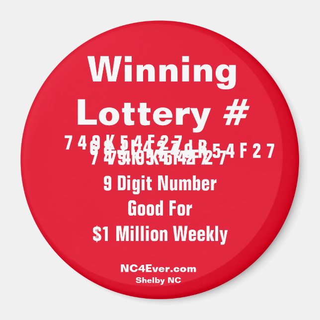 Winning Lottery Number Magnet (Front)