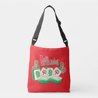 Winning Mahjong Fa Zhong Tiles Floral Crossbody Bag