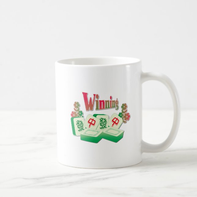 Winning Mahjong Lucky Tiles Floral Design Coffee Mug (Right)