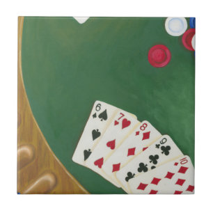 Winning Poker Hand Six Through Ten Ceramic Tile