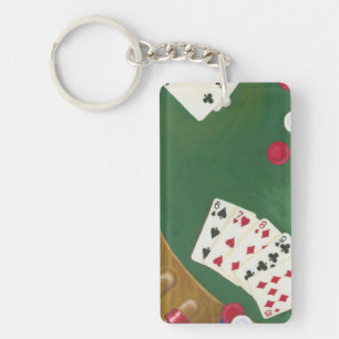 Winning Poker Hand Six Through Ten Keychain