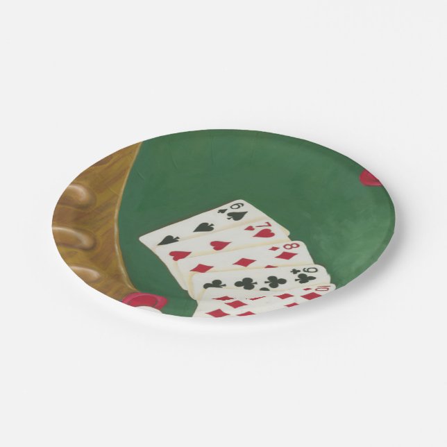 Winning Poker Hand Six Through Ten Paper Plates (Angled)