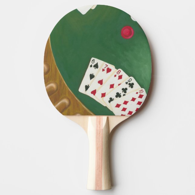 Winning Poker Hand Six Through Ten Ping-Pong Paddle (Front)