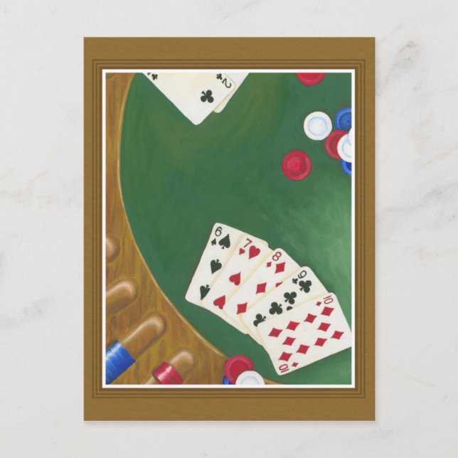 Winning Poker Hand Six Through Ten Postcard (Front)