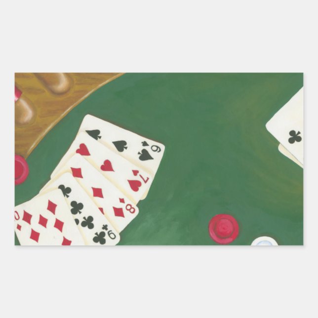 Winning Poker Hand Six Through Ten Rectangular Sticker (Front)