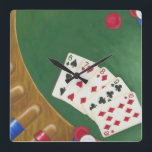 Winning Poker Hand Six Through Ten Square Wall Clock<br><div class="desc">If only every poker hand was this good! A six through ten straight is the winning hand in this painting by Chariklia Zarris. Give yourself a winning hand by purchasing this piece!</div>