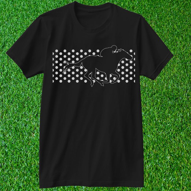 Winning Race Horse on Polka Dots T-Shirt (Polka dots silks pattern with racehorse. Customize with any shirt and ink colors you like. )