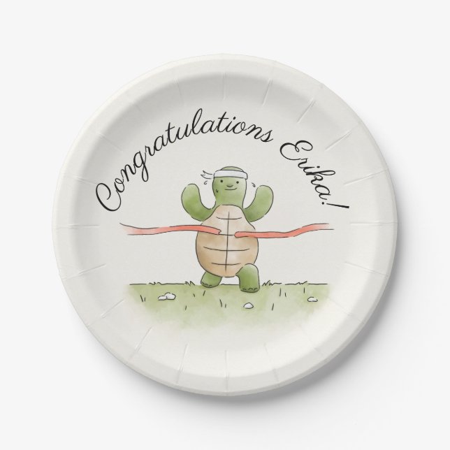 Winning Race Turtle Personalized Paper Plates (Front)