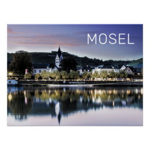 Winningen Moselle Sunset Panorama Germany Vintage Poster