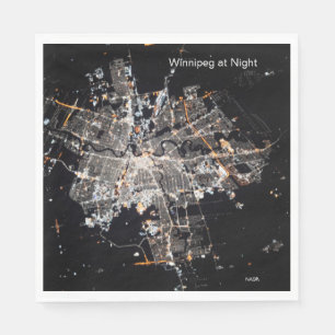 Winnipeg at Night, NASA ISS Space Station Photo Napkins