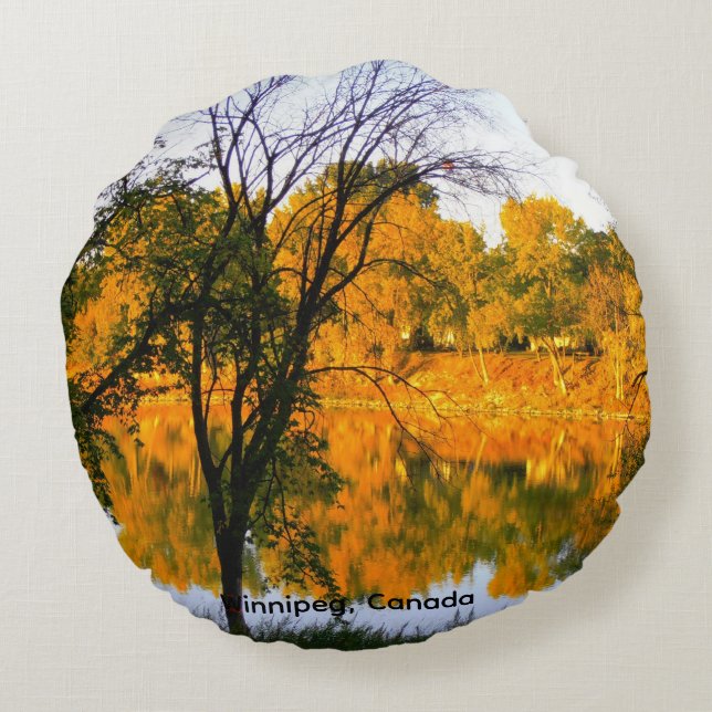 Winnipeg Autumn Round Pillow (Back)