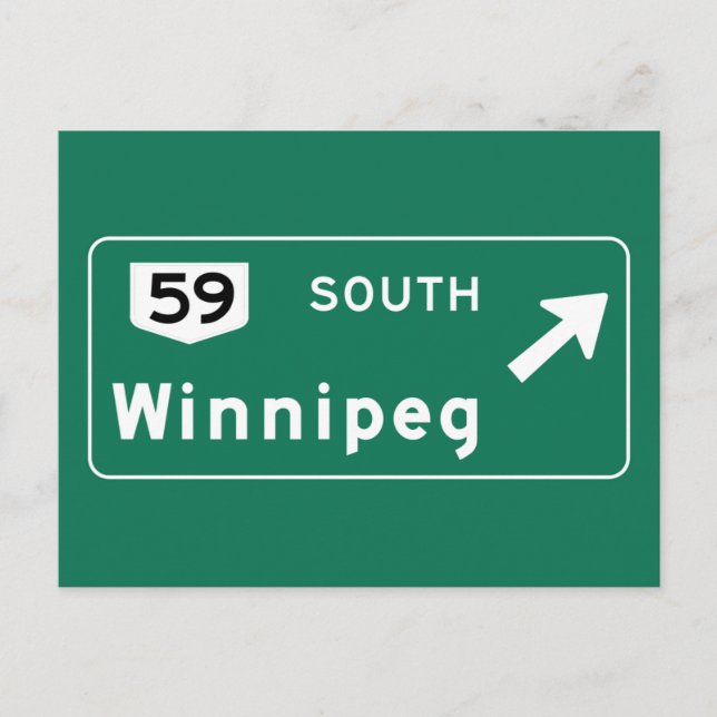 Winnipeg, Canada Road Sign Postcard (Front)