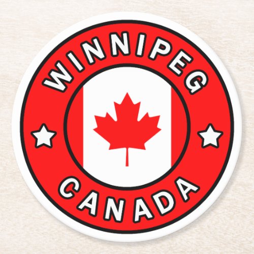 Winnipeg Canada Round Paper Coaster