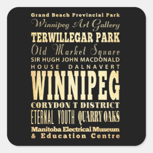 Winnipeg City of Canada Typography Art Square Sticker