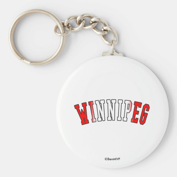 Winnipeg in Canada National Flag Colors Keychain