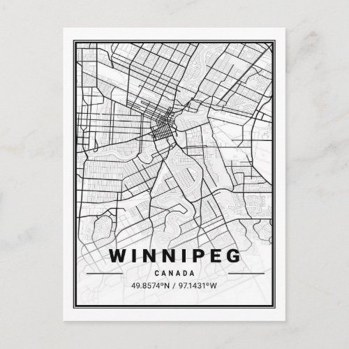 Winnipeg Manitoba Columbia Canada Travel City Map Postcard