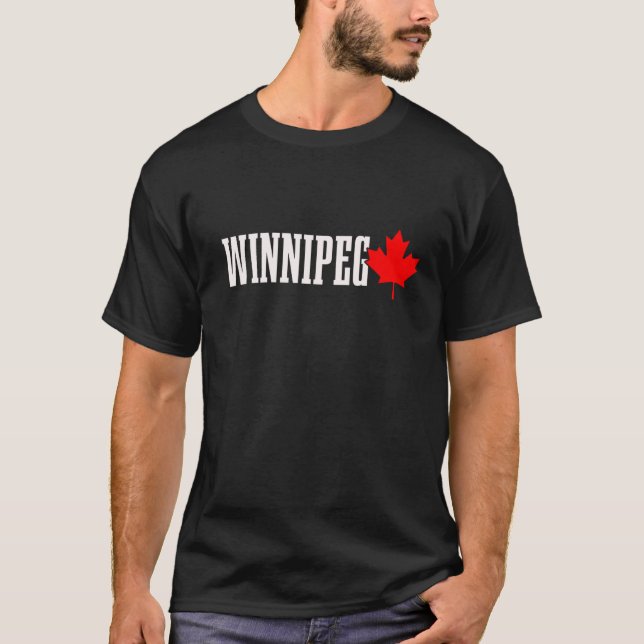 Winnipeg Manitoba Maple Leaf Canada Canadian Flag  T-Shirt (Front)