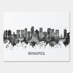 Winnipeg Manitoba Skyline BW Sign
