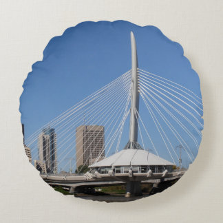 Winnipeg Provencher Bridge Round Pillow