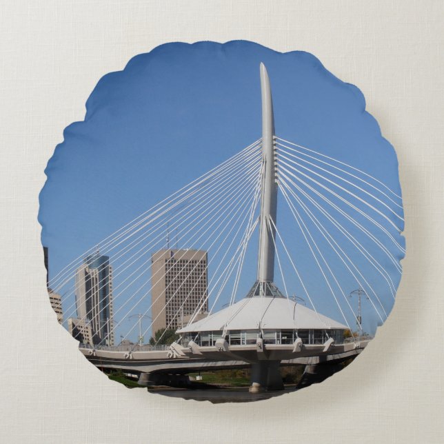 Winnipeg Provencher Bridge Round Pillow (Front)