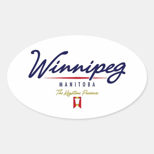 Winnipeg Script Oval Sticker (Front)