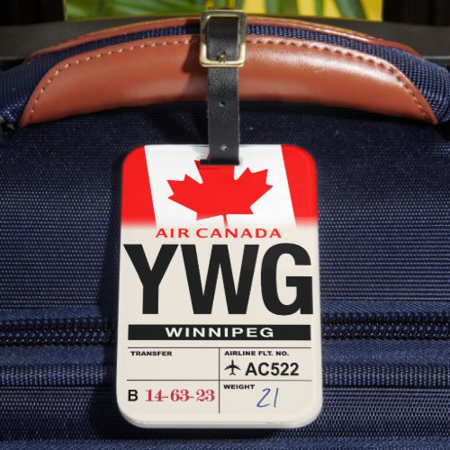 Winnipeg YWG Canada Airline Luggage Tag