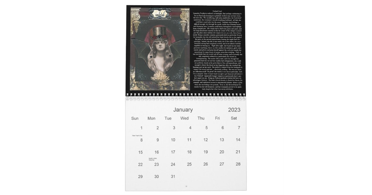 Winona Cookie's 2012 Magnificently Macabre Gothic Calendar Zazzle