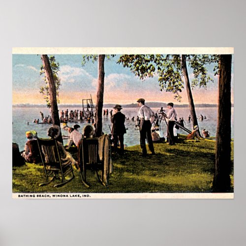 Winona Lake Indiana Bathing Beach Poster