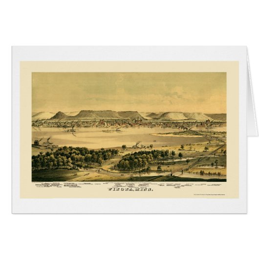 Winona, MN Panoramic Map - 1867 Cards (Front Horizontal)