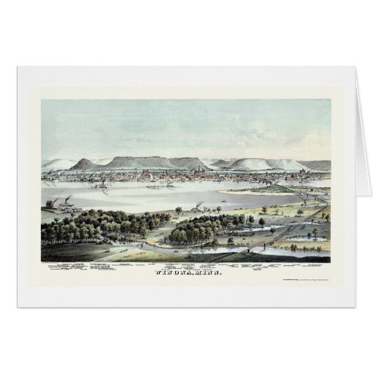 Winona, MN Panoramic Map - 1874 Cards (Front Horizontal)