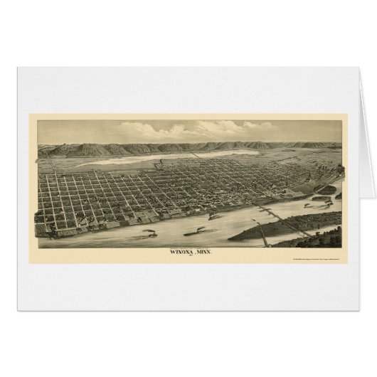 Winona, MN Panoramic Map - 1889 Cards (Front Horizontal)